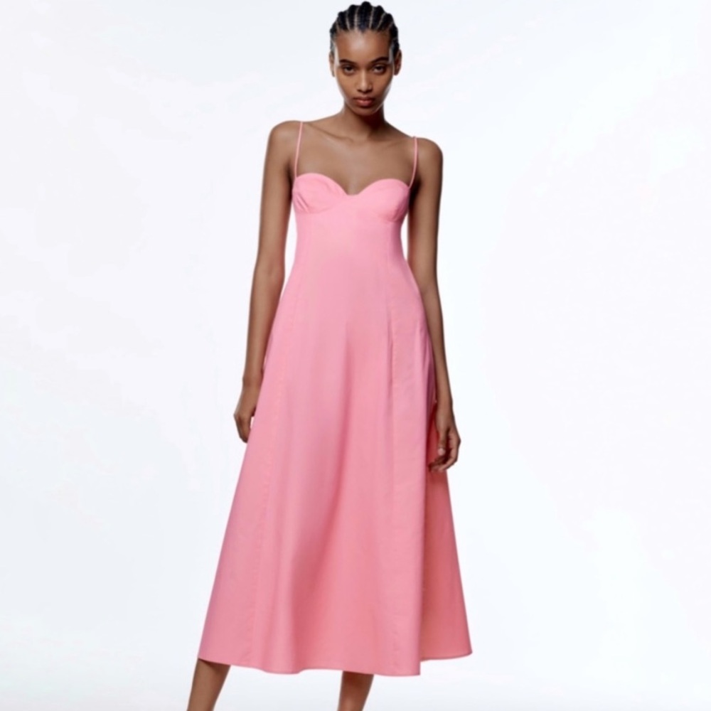 ZARA pink midi corset dress
